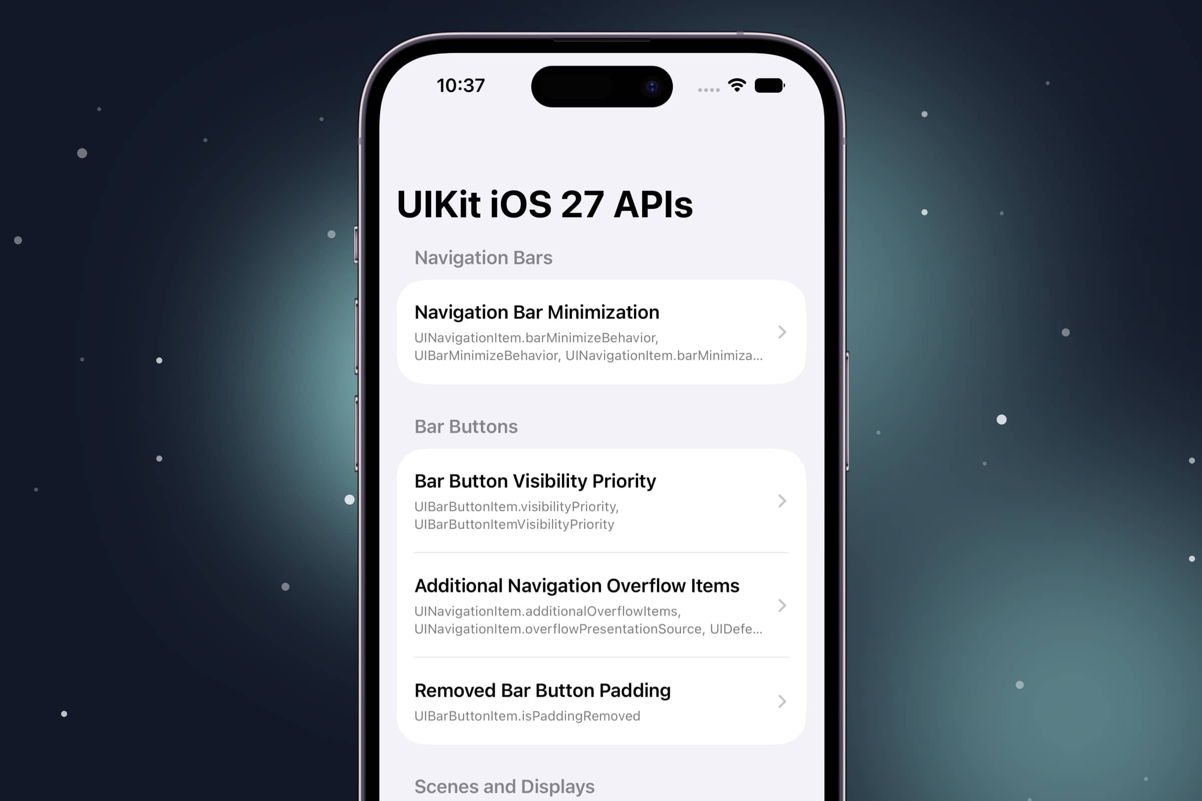 Code catalog of UIKit changes in iOS27.
