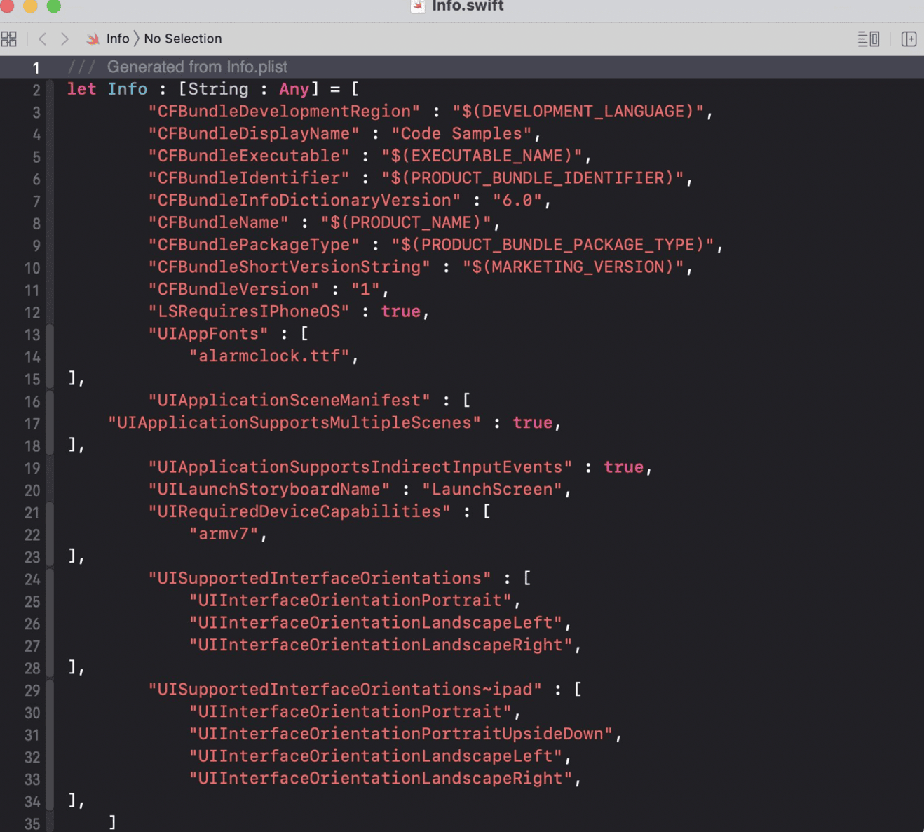 A screenshot of plutil converting a dictionary inside Xcode.