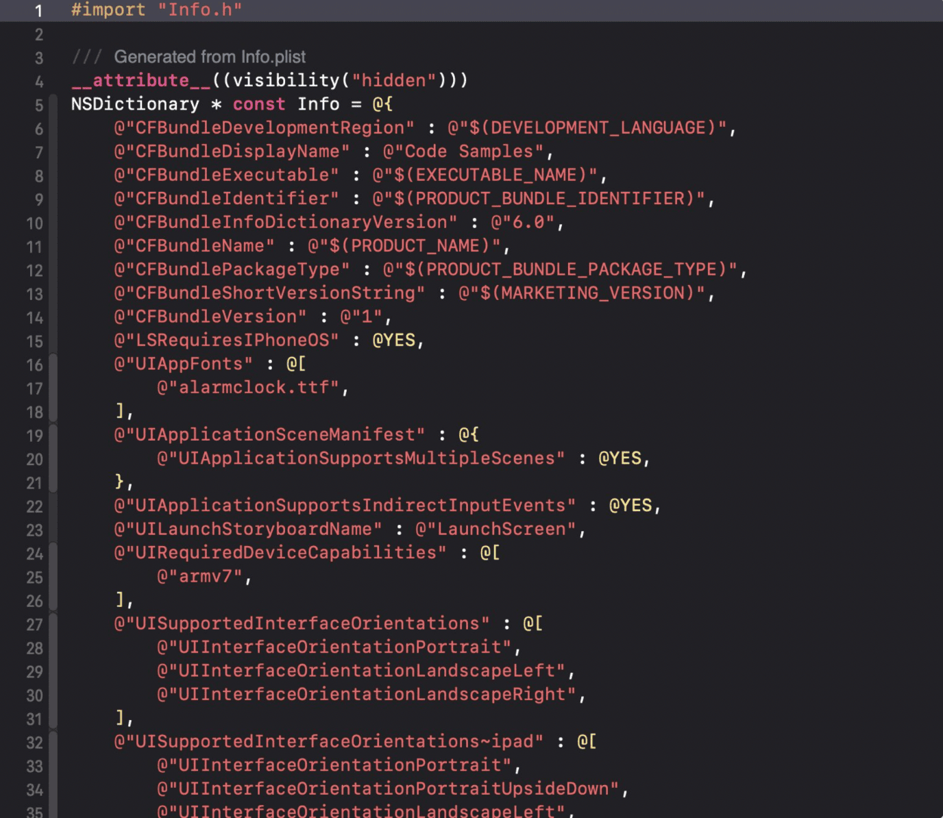 A screenshot of plutil converting a dictionary inside Xcode.