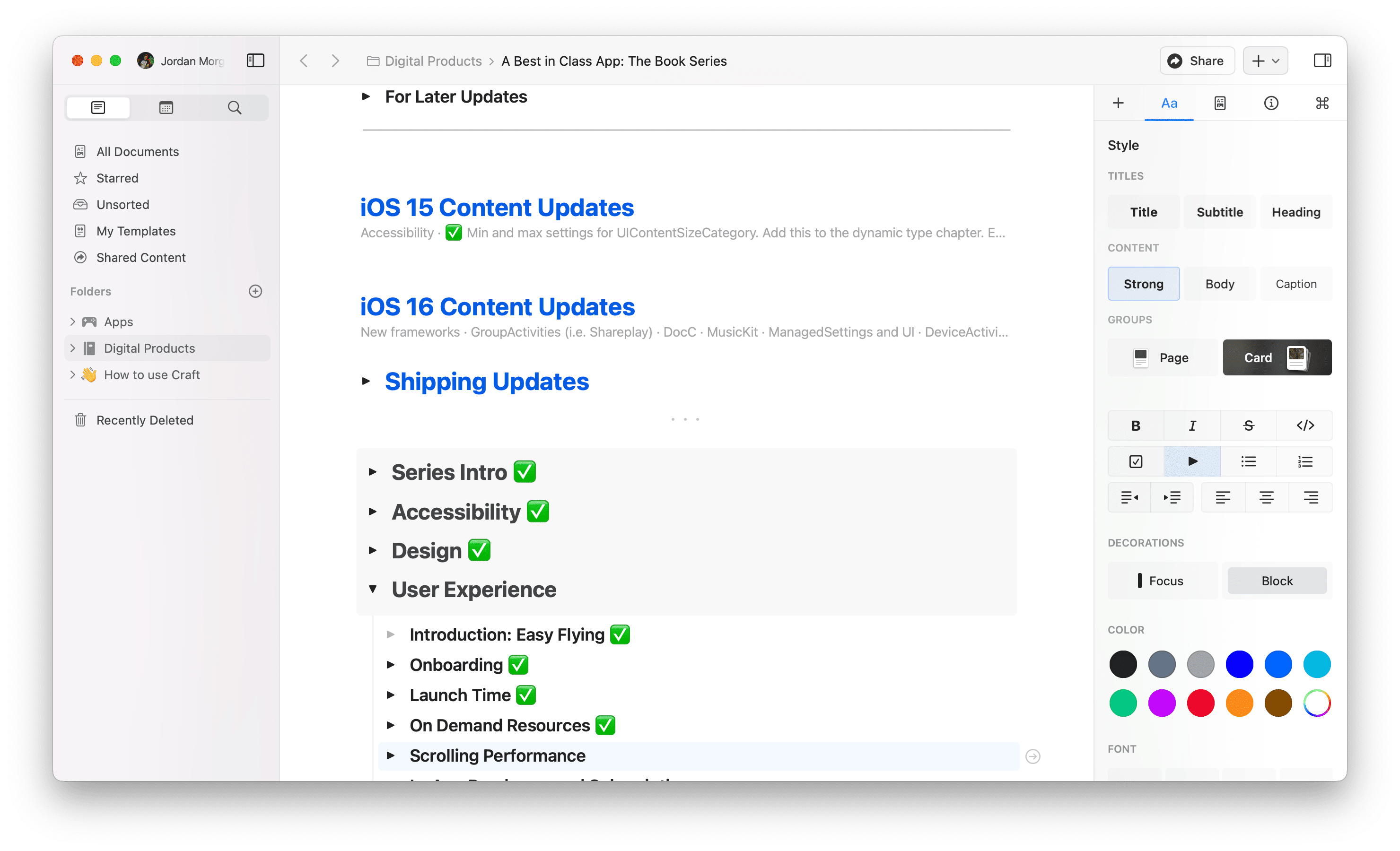 Craft Docs running on macOS.