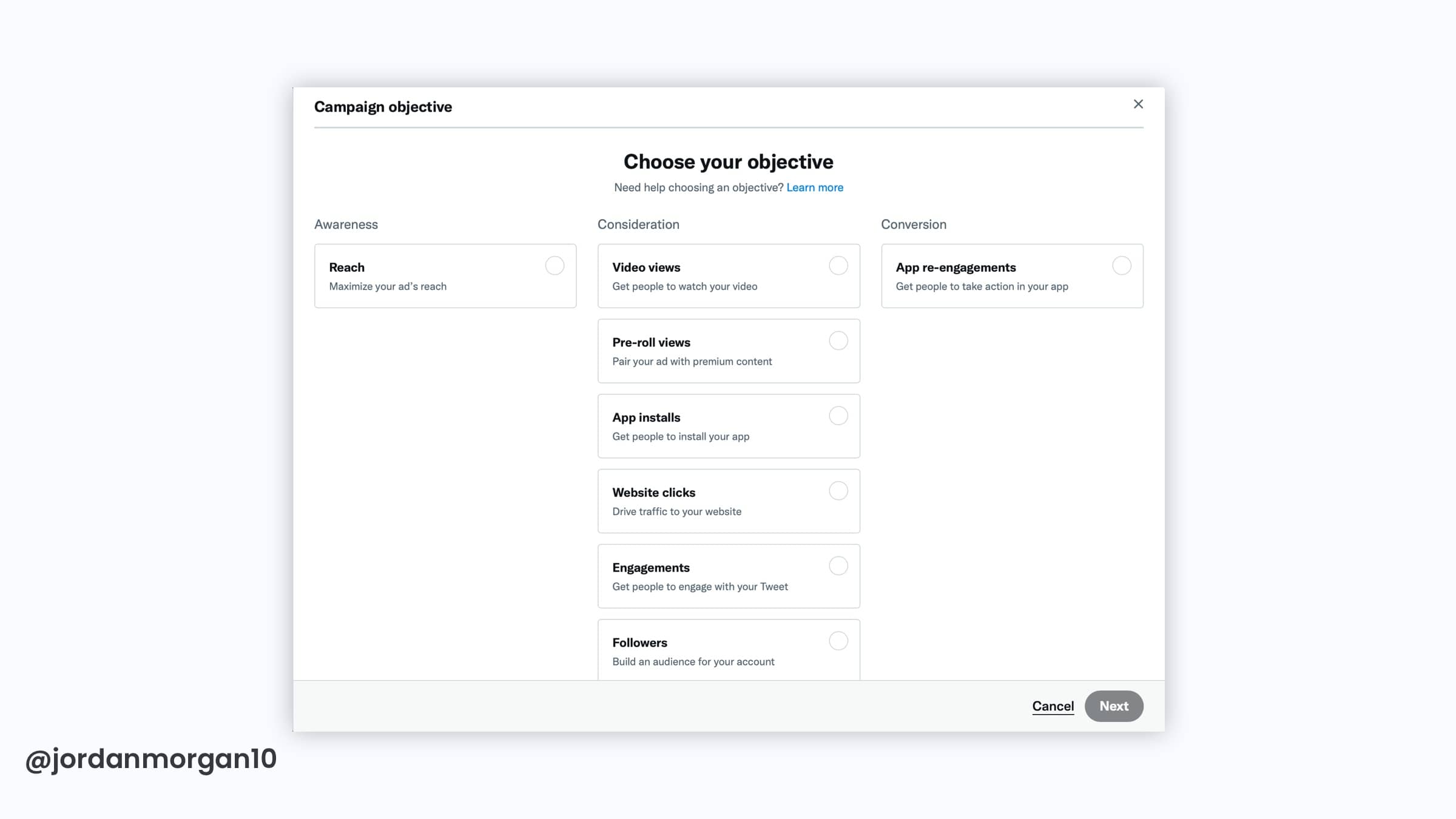 Twitter ad dashboard.