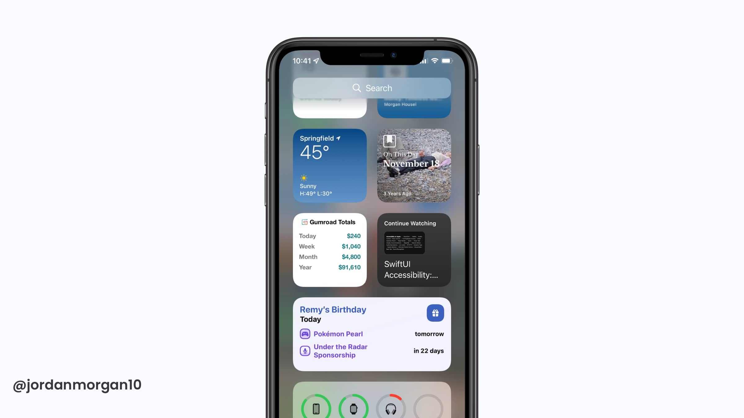 A sales widget from Gumroad on an iPhone.