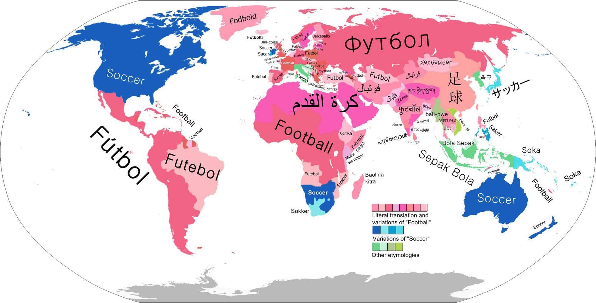 An illustration of what the world calls soccer across different locales.