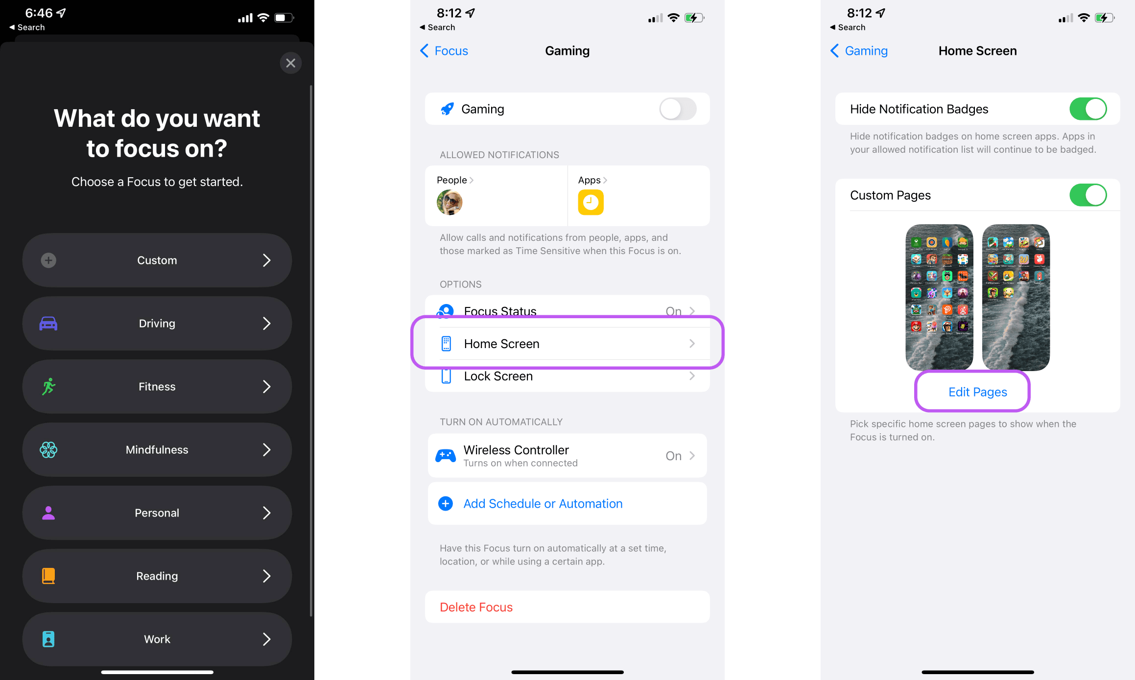Creating a Focus Mode on iOS 15.