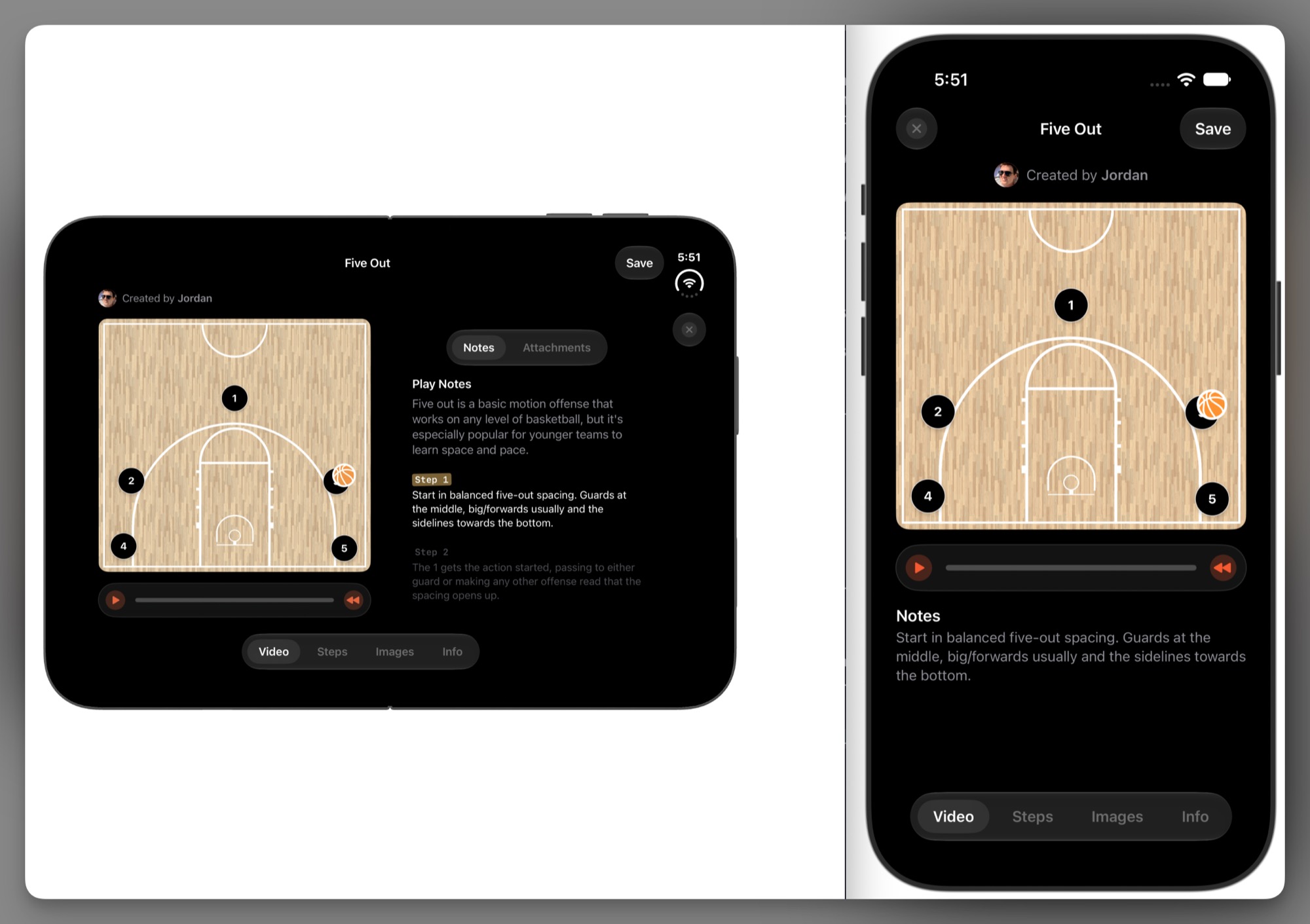 Elite Hoops adapting a public play view to iPhone Duo's opened pose.
