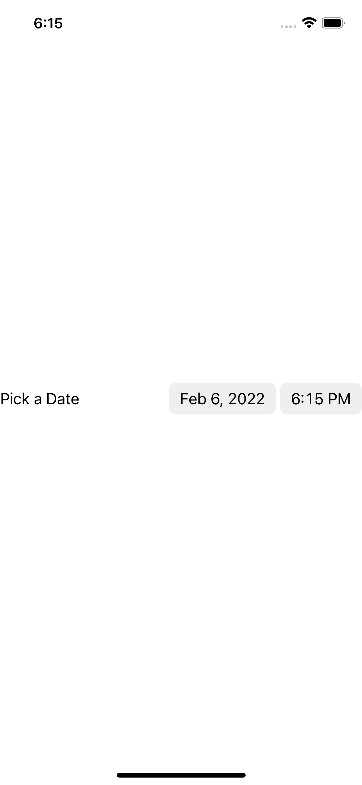 A DatePicker view in SwiftUI.