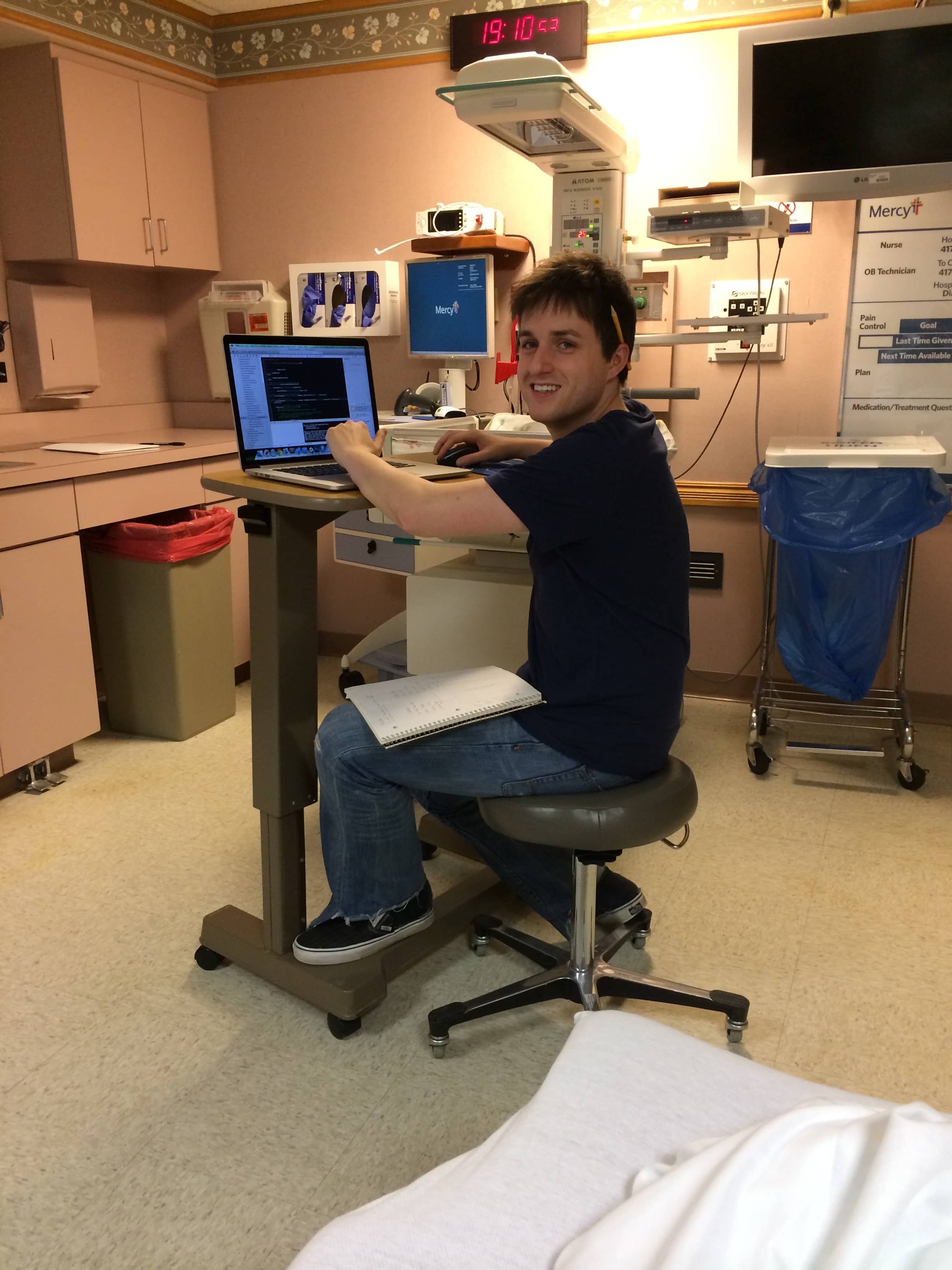 Jordan working on Spend Stack at a hospital.