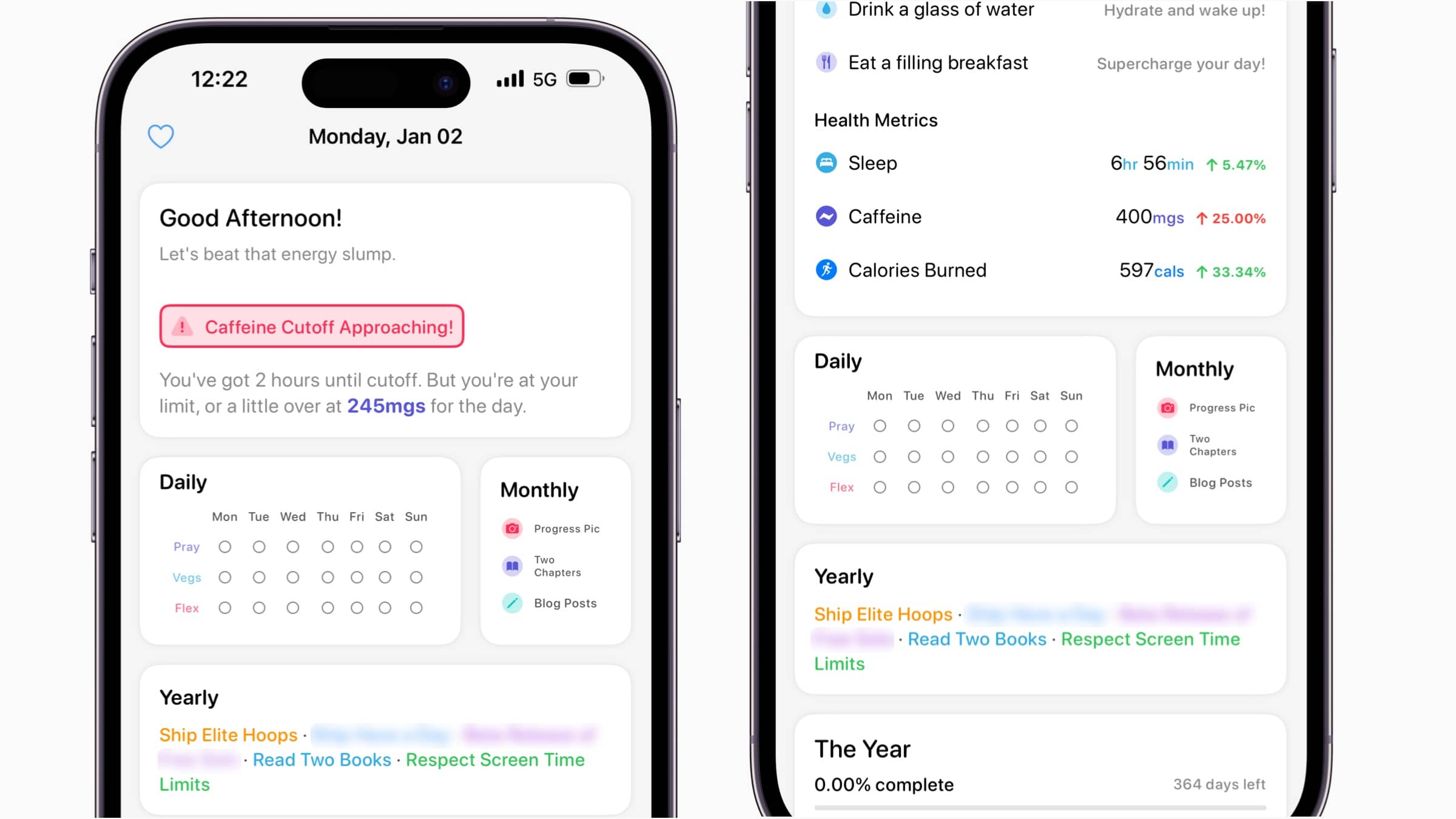 A screenshot of an internal habit tracking app.